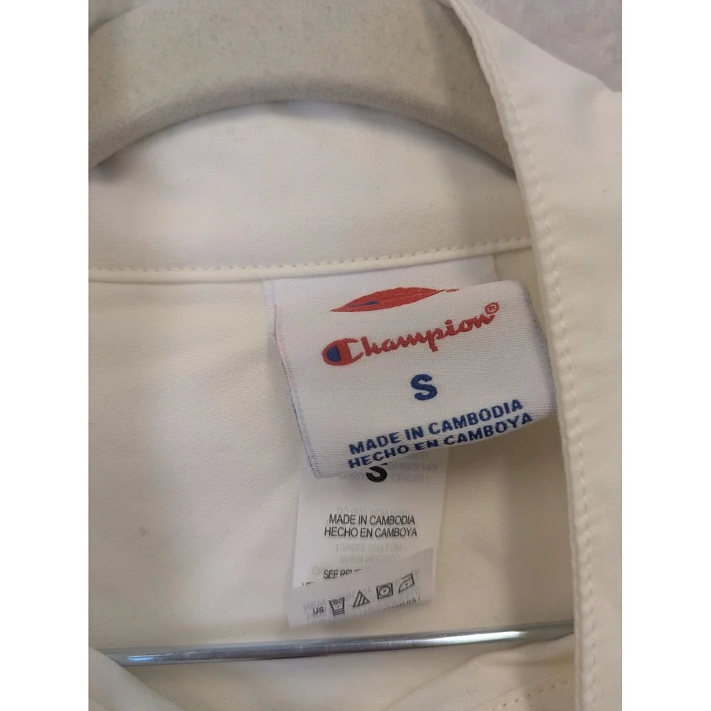 Champion Women Cream Athletic Jacket University‎ Logo Full Zip Size S